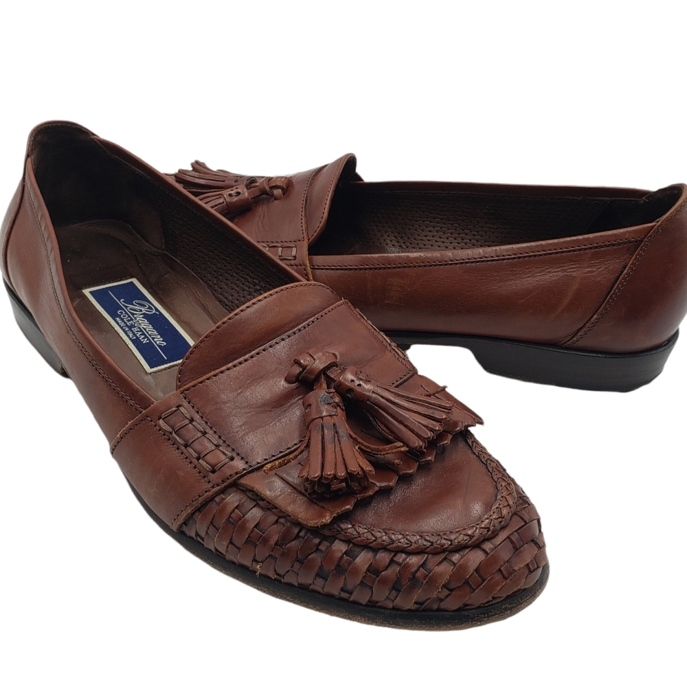 Bragano By Cole Haan Italy Womens 9 Weaved Tassled Leather Slip On Loafer Shoes